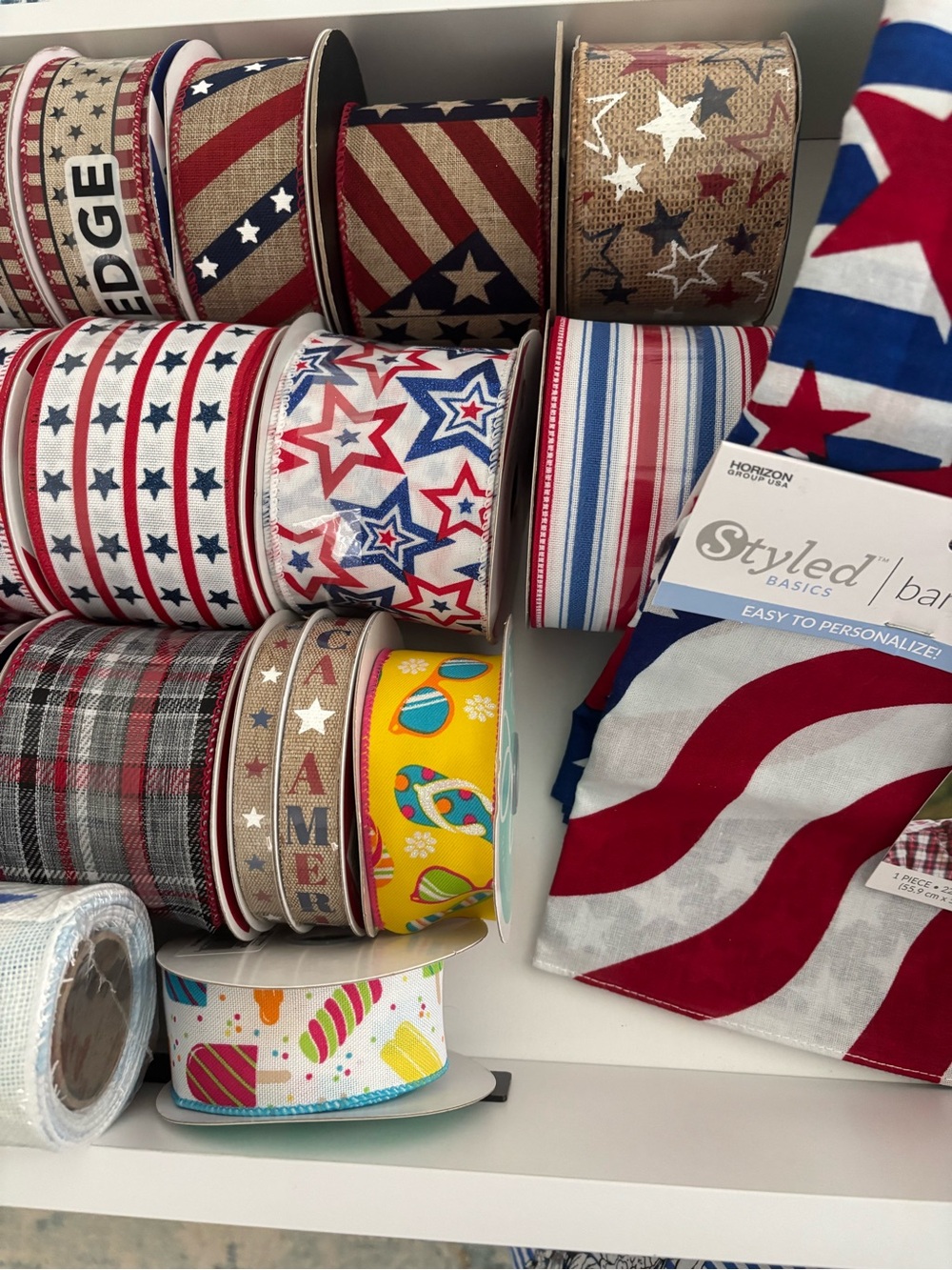 Patriotic Multiseasonal Ribbon Star Strips Set Star/Stripe Wired NEW Final Sale - Picture 7 of 10